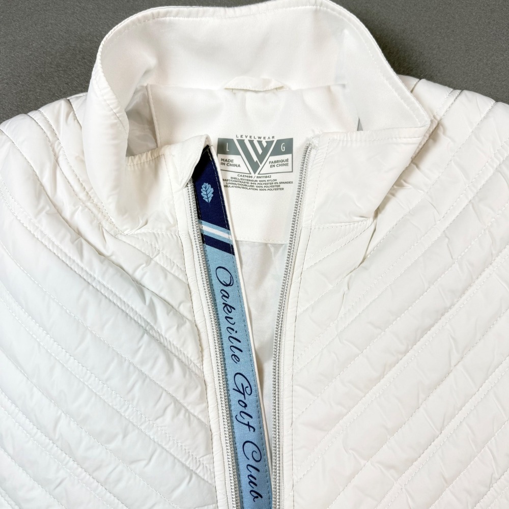 Levelwear Womens Golf Vest Large White Quilted Oakville Golf Club Full Zip L